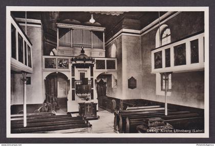 Vintage postcard Lohnberg Evangelical church interior altar organ Hesse 1930s
