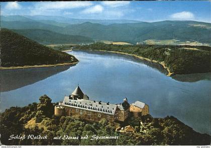 Waldeck Edersee Schloss Waldeck mit Edersee Sperrmauer Fliegeraufnahme