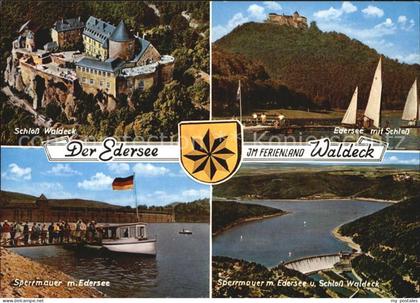 Waldeck Edersee Schloss Waldeck Sperrmauer  Fliegeraufnahme