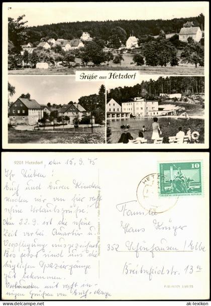 Hetzdorf-Halsbrücke Grüße aus Hetzdorf mit 3 Ortsansichten zur DDR-Zeit 1975