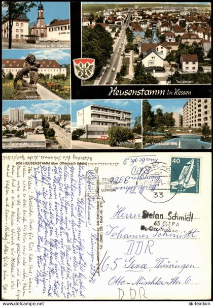 Heusenstamm Mehrbildkarte mit Ortsansichten u.a. Schloss, Hotel uvm. 1976