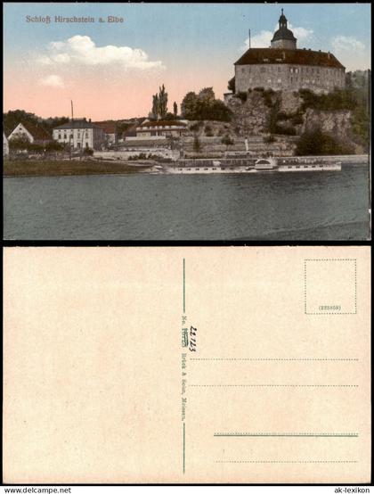 Ansichtskarte Hirschstein Schloß Dampfer Restaurant 1922