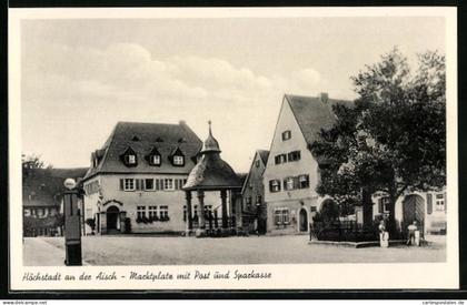 AK Höchstadt an der Aisch, Marktplatz mit Post, Sparkasse und Tankstelle