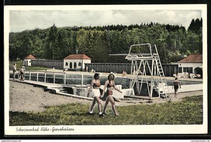 AK Höhr-Grenzhausen, Schwimmbad mit Gästen und anliegendem Wald