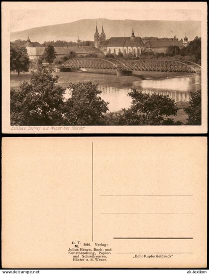 Höxter (Weser) Schloss Corvey a.d. Weser bei Höxter Brücke 1928