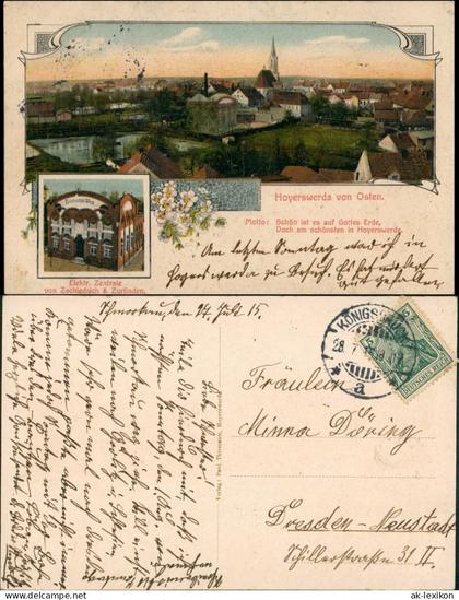 Hoyerswerda  Stadt von Osten, Elektrische Zentrale 2 Bild Oberlausitz 1915
