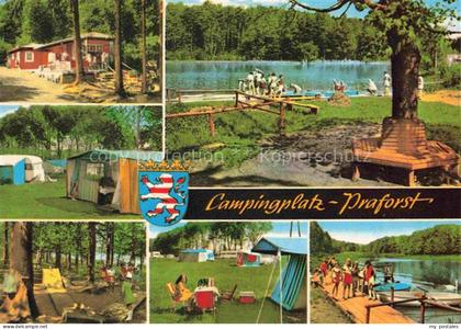 Huenfeld Fulda Hessen Campingplatz-Praforst See Zelte Wohnwagen Wald Bootsanlege