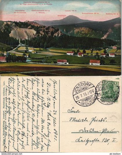Ansichtskarte Jonsdorf Umland-Ansicht 1915/1910   gelaufen mit Stempel JONSDORF