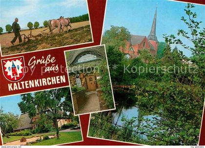 Kaltenkirchen Holstein Bauer mit Pflugschar Kirche Dorfmotive
