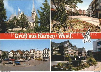 Kamen Westfalen Kirche Fussgaengerzone Brunnen Platz Fachwerkhaeuser