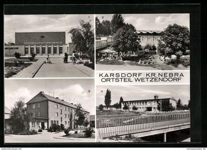AK Karsdorf b. Nebra, Klubhaus der Zementwerker, Kindergarten Freundschaft und Postamt