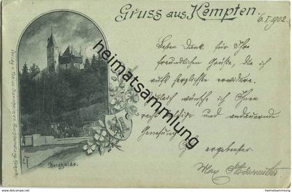Kempten - Burghalde - signiert E F (Eugen Felle) - Verlag Tobias Dannheimer Kempten gel. 1902