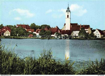 Kisslegg Uferpartie am Wasser Ortsansicht mit Kirche