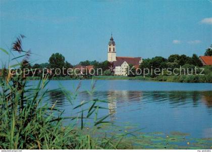 Kisslegg Uferpartie Zeller See Blick zur Kirche