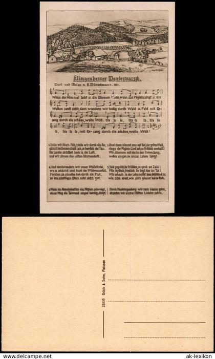 Ansichtskarte Klingenberg (Sachsen) Stadt Text Klingenberger Wandermarsch 1920