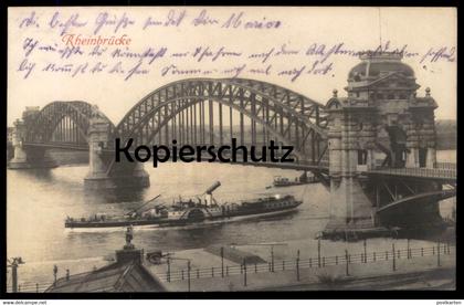 ALTE POSTKARTE KÖLN RHEINBRÜCKE DAMPFER SÜDBRÜCKE Schornstein steam ship steamer Brücke bridge postcard Ansichtskarte AK