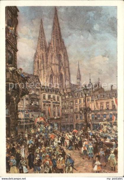 Koeln Rhein Karneval mit Dom Kuenstlerkarte