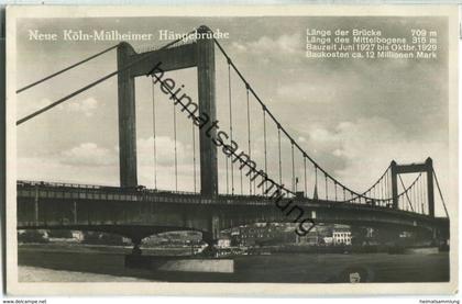 Köln - Neue Köln-Mülheimer Hängebrücke - Foto-Ansichtskarte - Verlag H. Worringen Köln
