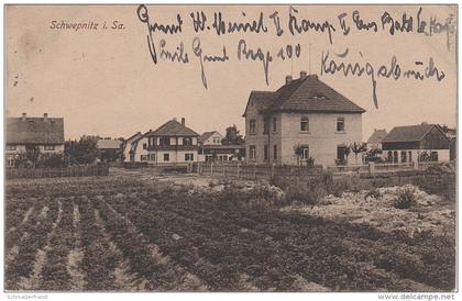 AK Schwepnitz Häuser Villen Siedlung bei Königsbrück Kamenz Bernsdorf Schmorkau Grüngräbchen Laussnitz Feldpost Stempel