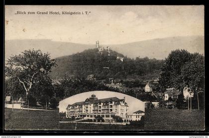 AK Königstein, Ortsausblick und Grand Hotel Königstein