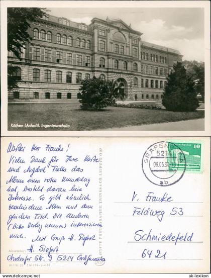 Ansichtskarte Köthen Köthen (Anhalt), Ingenieurschule 1990/1952