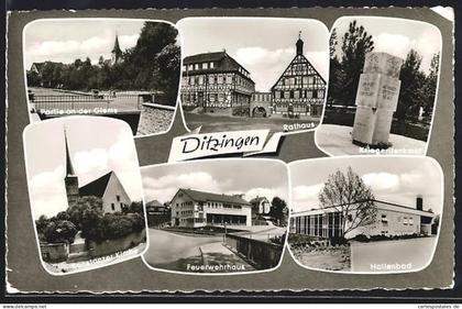 AK Ditzingen, Rathaus, Konstanzer Kirche, Kriegerdenkmal