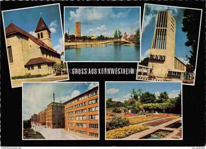 Kornwestheim Kirche Fluss Bruecke Salamander-Werkschulen Fabrik Blumengarten mod