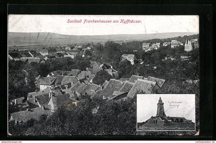 AK Frankenhausen am Kyffhäuser, Teilansicht, Kyffhäuser-Denkmal