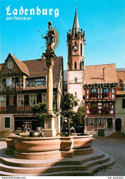 Ladenburg Marktplatz Madonnenbrunnen Altstadt Fachwerkhaeuser Kirche