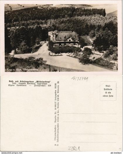 Ansichtskarte Lage (Lippe) Luftbild Gasthaus Wilhelmsburg 1939