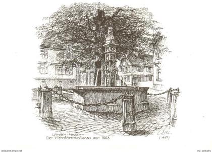 Langen Hessen Der Vierroehrenbrunnen Zeichnung