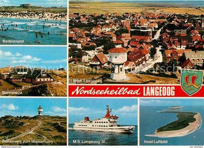 Langeoog Nordseebad Badestrand Sonnenhof Duenen Wasserturm MS Langeoog IV Insel