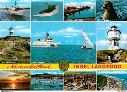Langeoog Nordseebad MS Langeoog Insel Inselbahn Bootsanleger Seehund Duenen Wass