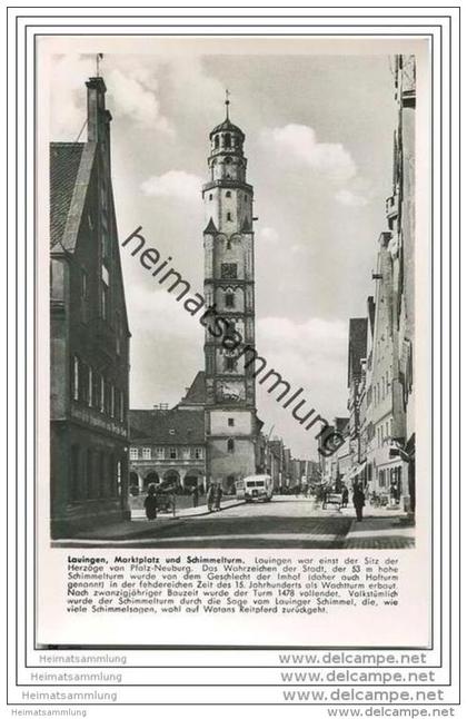 Lauingen (Donau) - Marktplatz - Schimmelturm - Bus - Foto-AK