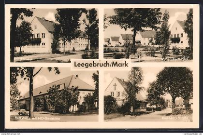 AK Leegebruch / Mark, Rathaus, Robert-Koch-Platz, Volkshaus mit HO-Gaststätte, Karl-Marx-Strasse