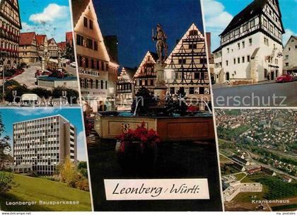 Leonberg Wuerttemberg Fliegeraufnahme Krankenhaus Bausparkasse Rathaus Marktplat