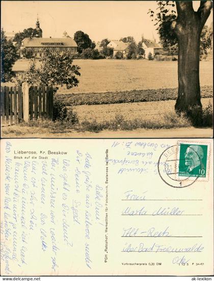Ansichtskarte Lieberose Blick auf die Stadt Fachwerkhaus 1963