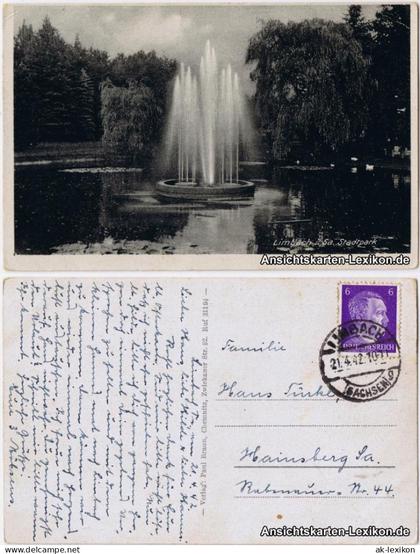 Ansichtskarte Limbach-Oberfrohna Stadtpark 1942