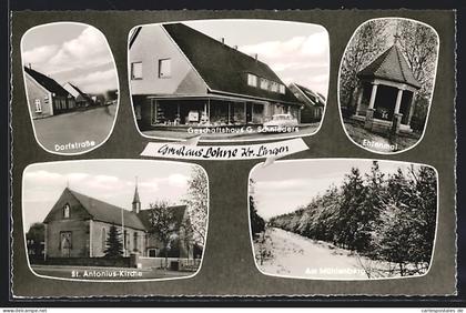 AK Lohne /Kr. Lingen, Dorfstr., Am Mühlenberg, Geschäft G. Schnieders