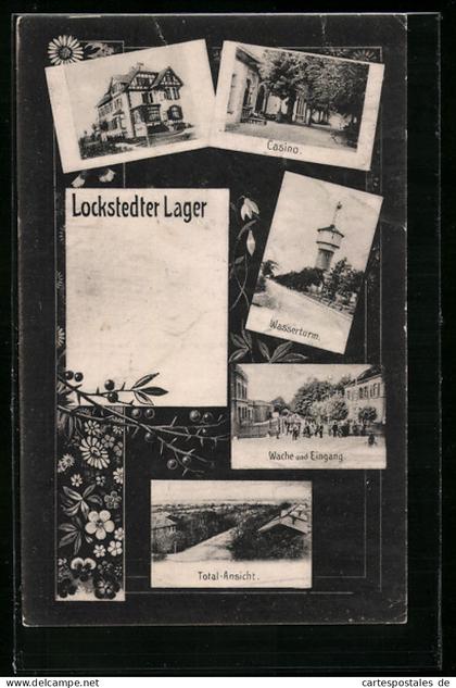 AK Hamburg-Lokstedt, Lockstedter Lager, Totalansicht, Wache und Eingang, Wasserturm, Casino