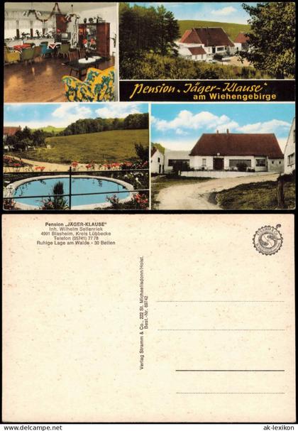 Blasheim Lübbecke Westfalen Mehrbildkarte Pension JÄGER-KLAUSE Sellenriek 1960