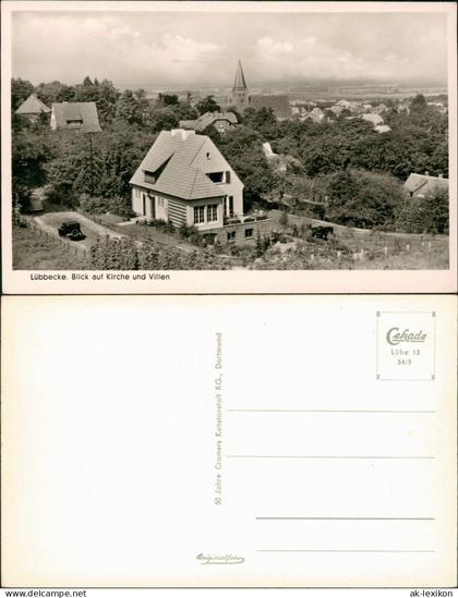 Lübbecke (Westfalen) Panorama-Ansicht Blick auf Kirche und Villen 1954