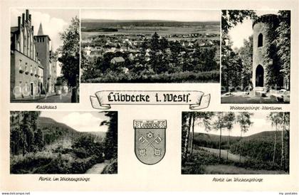 Luebbecke Westfalen Rathaus Panorama Wartturm Wiehengebirge