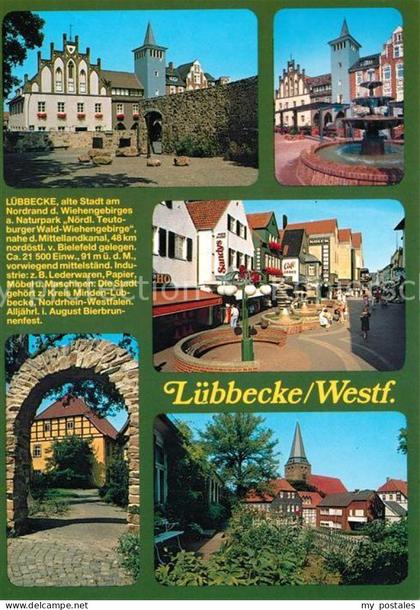 Luebbecke Westfalen Schloss Brunnen Fussgaengerzone Steintor Kirche