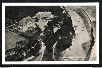 AK Lübeck-Travemünde, Golf-Hotel, Luftaufnahme, Ostseestrand
