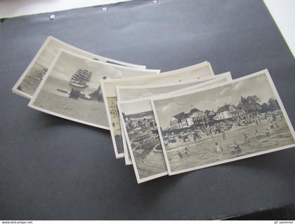 DR Echtfoto AK ca. 1930er Jahre Lübeck Travemünde Badestrand / Segelschiff etc. / ungebrauchte AK / kleines Lot 9 Stk