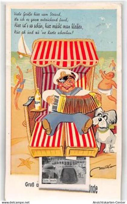 39124919 - Leborello Luebeck-Travemuende. Matrose mit 10 verschiedenen Abbildungen im Strandkorb gelaufen. Gute Erhaltu