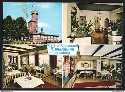 AK Lütjenburg, Cafè-Restaurant Bismarckturm in vier Ansichten