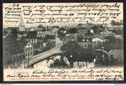 AK Lütjenburg, Teilansicht mit Kirche und Strassenpartie