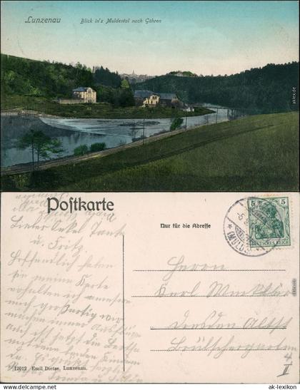 Ansichtskarte Lunzenau Blick in's Muldental nach Göhren 1912
